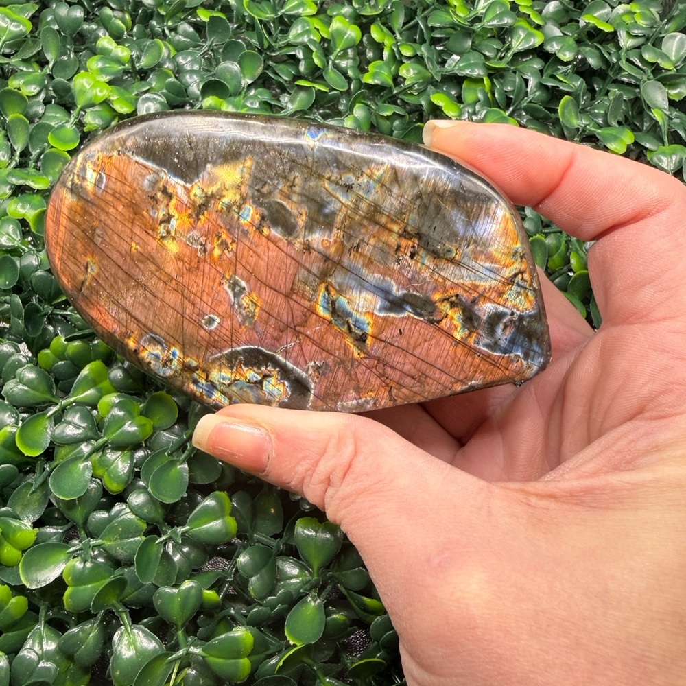 (LabFF2) RARE COLOR - Red & Rainbow Labradorite Free Form - Picture 6 of 8